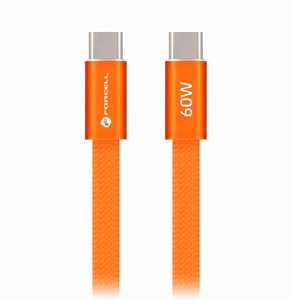 Kaapeli USB-C - USB-C Forcell F-Energy QC4.0 PD 3A 60 W Cafule Flat 1,2 m CCFN23 oranssi