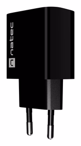 NATEC RIBERA seinälaturi 1X USB-A + 1X USB-C 20W musta