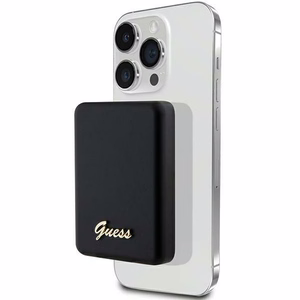Guess MagSafe Metal Script Logo induktiovirtapankki 5W 3000mAh - musta