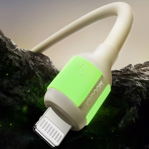 Joyroom S-A53 3A USB-A - Lightning -kaapeli fluoresoivalla kärjellä 1,2 m - beige