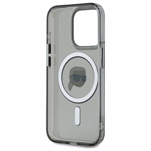 Karl Lagerfeld KLHMP15XHLSKIK iPhone 15 Pro Max 6.7" musta/musta kovakuori IML Metal Karl Head MagSafe