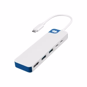 Hyper HyperDrive Flex HD4101BUGL – 5-porttinen USB-C-keskitin, 1× HDMI, valkoinen/sininen