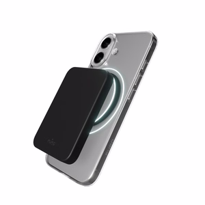 Puro Lite Mag TPU+PC suojakuori MagSafe-yhteensopiva iPhone 17:lle - läpinäkyvä mustalla renkaalla