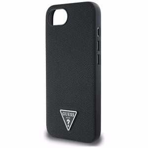 Guess HC MagSafe Grained PU Triangle Logo Suojakuori iPhone 16e:lle - Musta