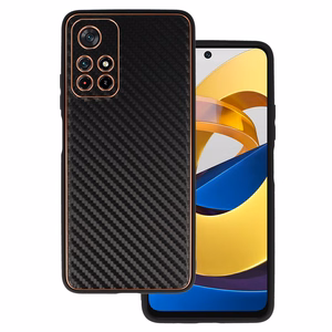 TEL PROTECT Leather Carbon Case for Xiaomi Redmi Note 11 5G/Note 11S 5G/Poco M4 Pro 5G Black