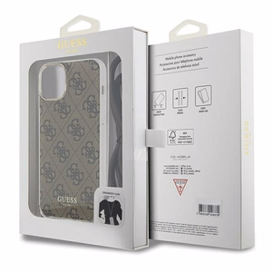 Guess Crossbody Cord 4G Print -suojakuori iPhone 15 / 14 / 13:lle - ruskea