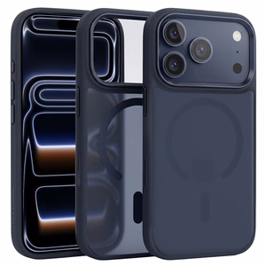 Liavec Cloudy suojakuori metallisella kamerakehyksellä Iphone 17 Pro Max -puhelimelle laivastonsininen (kameran ohjauspainike)
