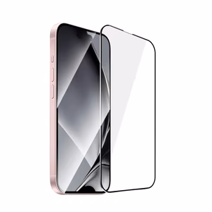 Karkaistu lasi metallireunuksella iPhone 15 6,1 / 16 6,1:lle musta reunus
