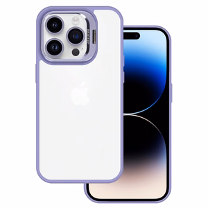Tel Protect Kickstand Suojakuori + kameran lasi (linssi) iPhone 15 Pluslle vaaleanvioletti
