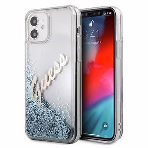 Guess GUHCP12SGLVSBL iPhone 12 mini 5.4" sininen/sininen kovakotelo Glitter Vintage Script Glitter Vintage Script