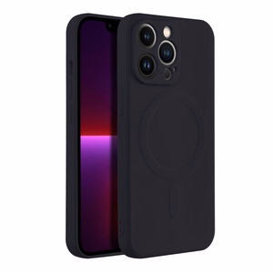 Silikoninen Mag Cover iPhone 13 PRO:lle yhteensopiva MagSafen kanssa musta