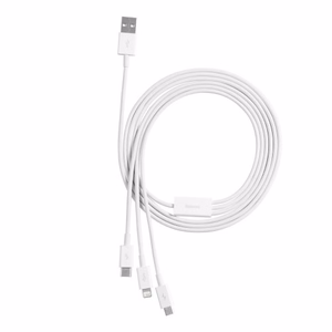 Kaapeli Baseus Superior USB - microUSB+Lightning+Type-C 3.5A 1,5m valkoinen CAMLTYS-02