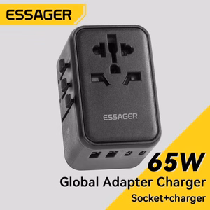 Charger Essager "Travel Global 2" Black 65W (3xPD / 2xQC3.0) (EU / US / UK)