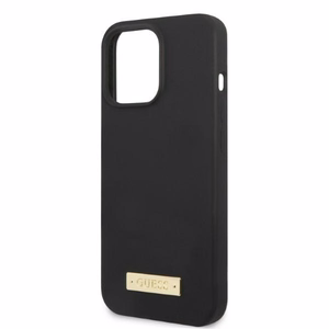 Guess GUHMP13LSPLK iPhone 13 Pro / 13 6.1" musta/musta kova Suojakuori Silicone Logo Plate MagSafe