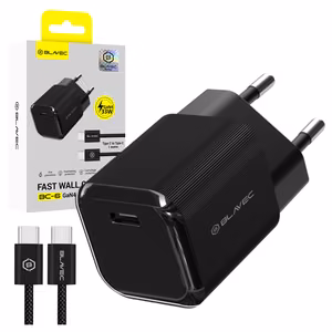 Blavec seinälaturi BC-6 GaN4 - Type C - PD QC 33W 3A Type C - Type C -kaapelilla (TCBC6G4-CB333A+CC) musta