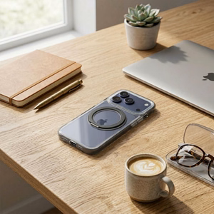 Frame Circle Stand-suojakuori mallille iPhone 13 Pro, MagSafe-yhteensopiva – musta