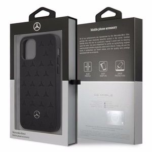 Mercedes nahkakotelo tähdet kuvio iPhone 12 Pro Max - musta
