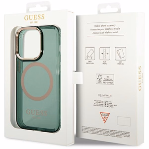 Guess GUHMP14XHTCMA iPhone 14 Pro Max 6.7 vihreä/khaki kovakuori Gold Outline Translucent MagSafe