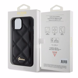 Guess Quilted Metal Logo Suojakuori iPhone 15:lle - musta