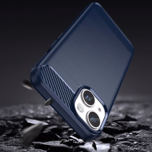Carbon Case iPhone 14 kotelo joustava geeli takakuori sininen