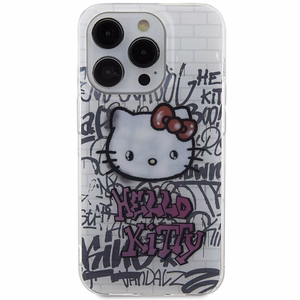 Hello Kitty IML Kitty On Bricks Graffiti Suojakuori iPhone 14 Pro:lle - valkoinen