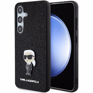 Karl Lagerfeld Fixed Glitter Ikonik Logo Metal Pin Suojakuori Samsung Galaxy S24+:lle - musta