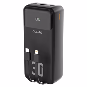 Dudao K15MAX 30000mAh PD 22.5W Powerbank sisäänrakennetuilla kaapeleilla - musta
