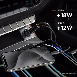 Spigen Essential EV302 30W 2-Port USB-A Car Charger - Black