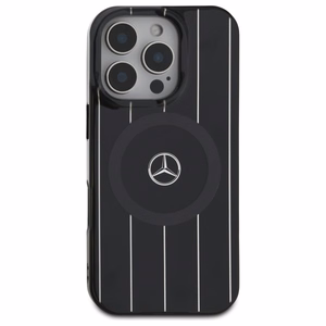 Mercedes MB Double Layer Crossed Lines MagSafe Suojakuori iPhone 16 Pro:lle - Musta