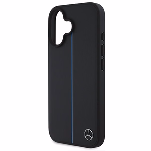 Mercedes MB Blue Line Nahkainen MagSafe Suojakuori iPhone 16:lle - Musta