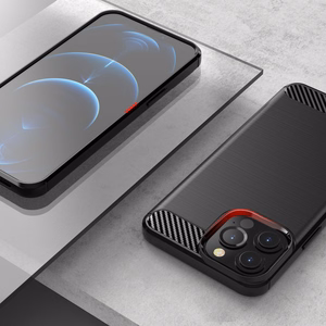 Carbon Case Joustava kansi TPU asia iPhone 13 Pro Max musta