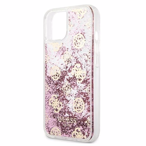 Guess GUHCP13SLGPEPI iPhone 13 mini 5.4" vaaleanpunainen/vaaleanpunainen kovakotelo Peony Liquid Glitter