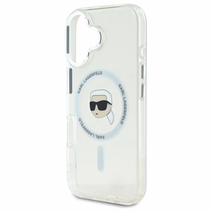 Karl Lagerfeld IML Metal Karl Head MagSafe Suojakuori iPhone 16 Plus:lle - Valkoinen