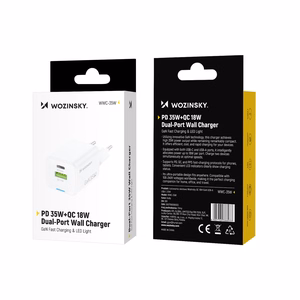 Wozinsky WWC-35W GaN USB-A + USB-C verkkolaturi - valkoinen