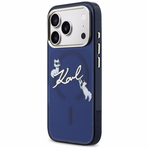Karl Lagerfeld IML Choupettes Karl Script Logo MagSafe Suojakuori iPhone 17 Pro Max:lle - Sininen