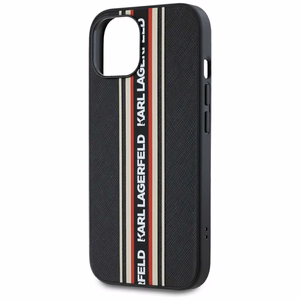 Karl Lagerfeld Saffiano Athleisure Stripes Cord Suojakuori iPhone 15:lle - punainen
