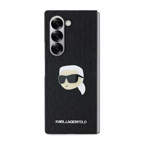 Karl Lagerfeld Saffiano Monogram Head Pin Suojakuori Samsung Galaxy Z Fold 6:lle - Musta
