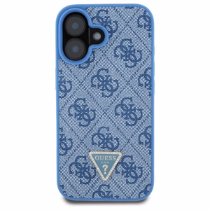 Guess Leather Metal Logo Strass Crossbody Suojakuori iPhone 16:lle - sininen