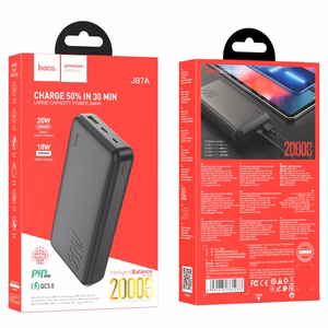 External battery Power Bank Hoco J87A Type-C PD 20W+Quick Charge 3.0 20000mAh black