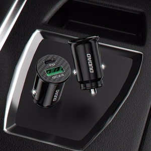 Autolaturi Dudao R3PRO musta (1xUSB / 1xUSB-C / 18W) + Type-C / Lightning kaapeli