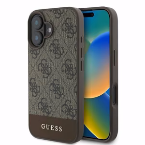 Guess Suojakuori iPhone 16:lle GUHCP16SG4GLBR (PC/TPU 4G PU Bottom Stripe) ruskea
