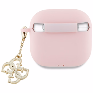 Guess AirPods 4 silikoninen 4G Charm suojakuori - vaaleanpunainen