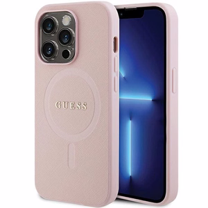 Guess GUHMP14LPSAHMCP kotelo iPhone 14 Pro - vaaleanpunainen Saffiano MagSafe