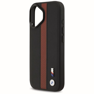 BMW Suojakuori iPhone 17:lle MagSafe-yhteensopiva BMHMP17S25PCPSKR (PU Perfotated Stripe Logo) punainen