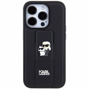 Karl Lagerfeld KLHCN61GSAKCPK HC Gripstand Saffiano KC Pins -suojakuori iPhone 11:lle - musta