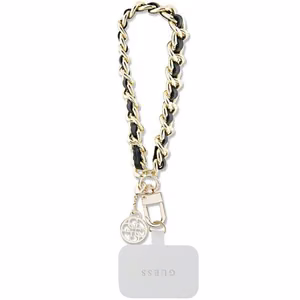 GUESS kantohihna GUOUCHSAMC4K (Saffiano Chain Strap 4G Charm) musta