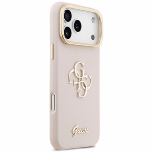 GUESS Grained Big 4G & Stand Camera -suojakuori iPhone 17 Pro Max - pinkki