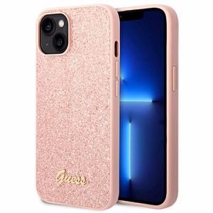 Guess iPhone 14 Plus 6,7" vaaleanpunainen kovakuori Glitter Script