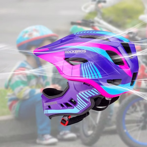 Rockbros TT-32SBPP-S lasten pyöräilykypärä irrotettavalla leukasuojalla koko S - violetti-vaaleanpunainen