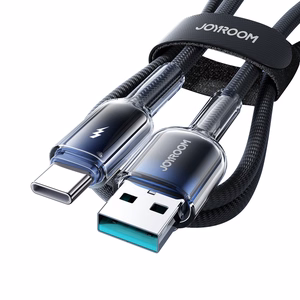Joyroom S-A42 Crystal-Clear Series 3A USB-A - USB-C -kaapeli 1,2 m - musta